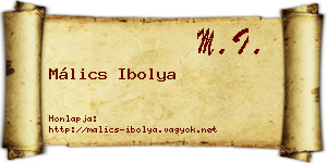 Málics Ibolya névjegykártya